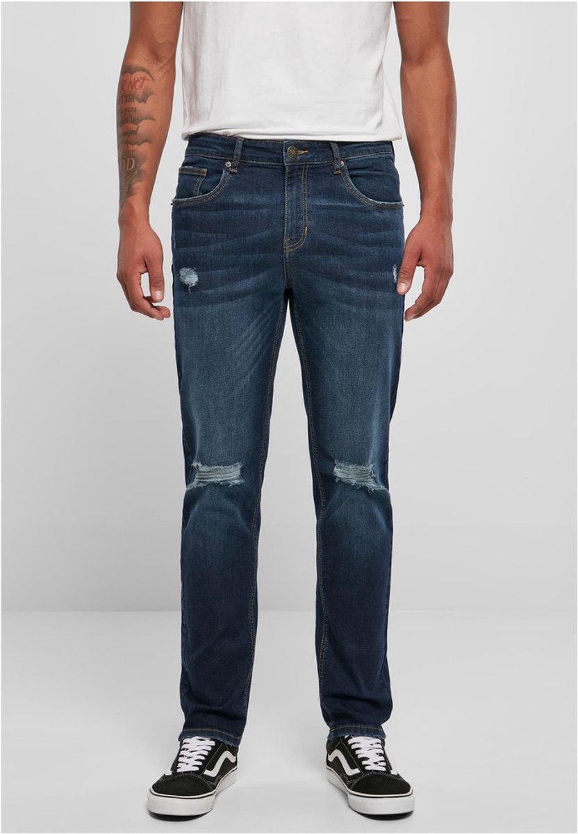 Urban Classics Distressed Strech Broek rechte pijpen Taille 36 inch Donkerblauw