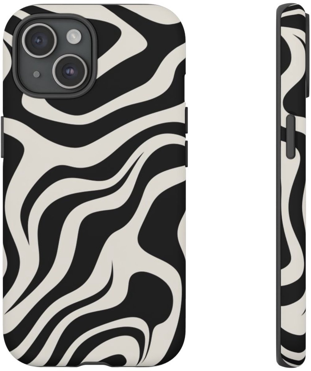 Zwart-Wit Abstract Zebra-Patroon – Telefoonhoesje Geschikt voor iPhone 15