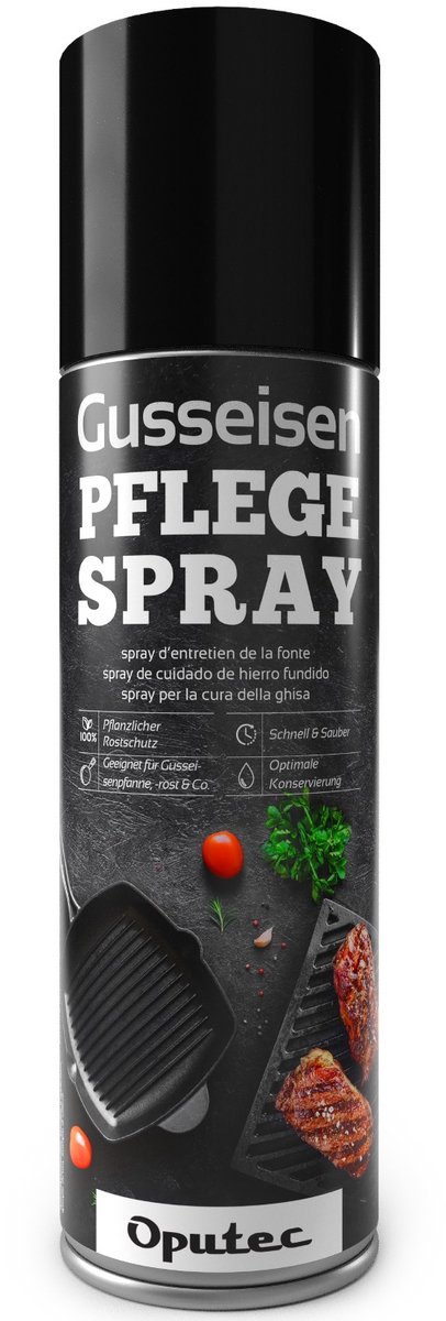 Oputec 500ml gietijzer onderhoudsspray | cast iron care oil spray | 100% plantaardig | made in Germany