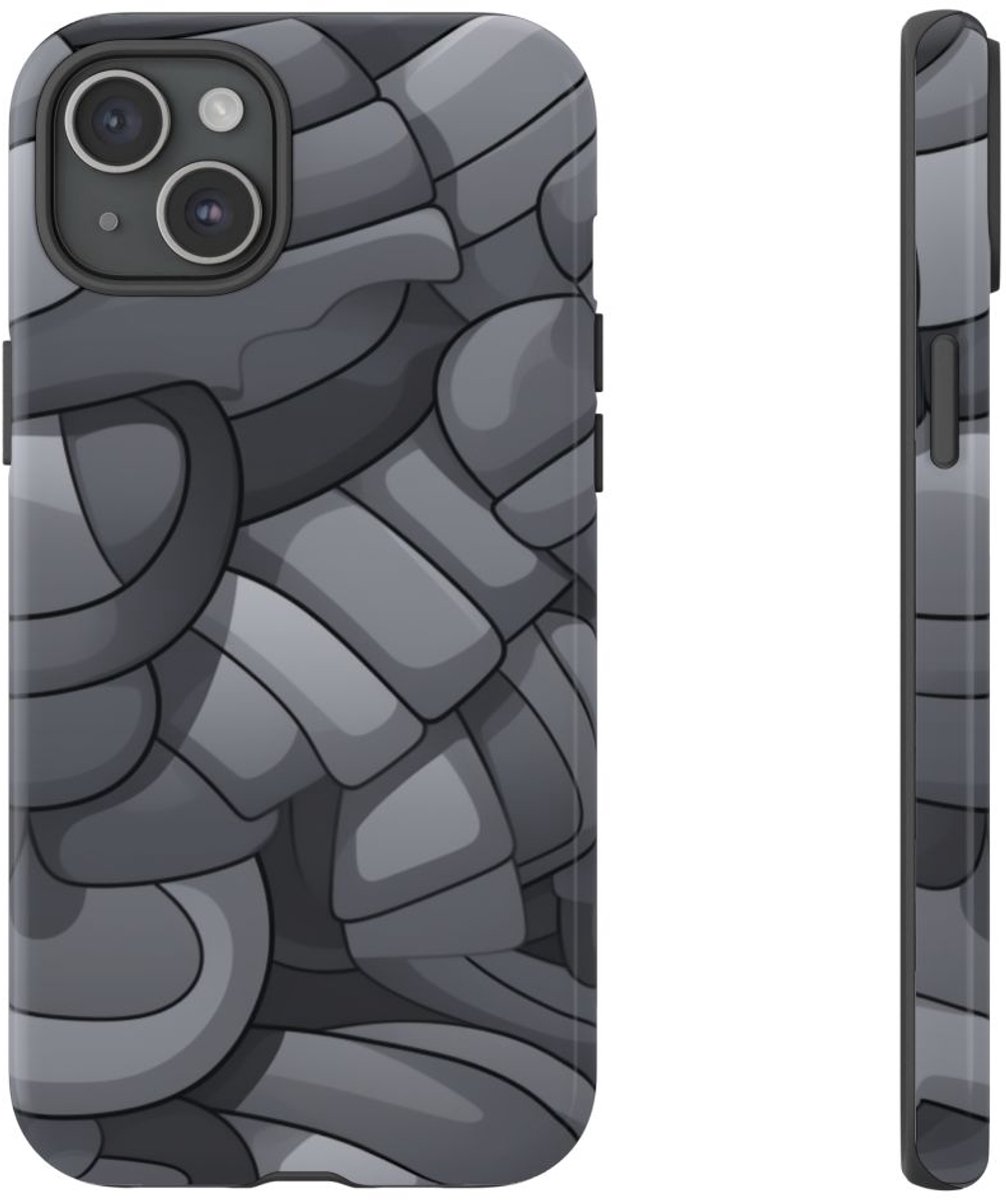 Grijs Abstract Buispatroon – Telefoonhoesje Geschikt voor iPhone 15 Plus