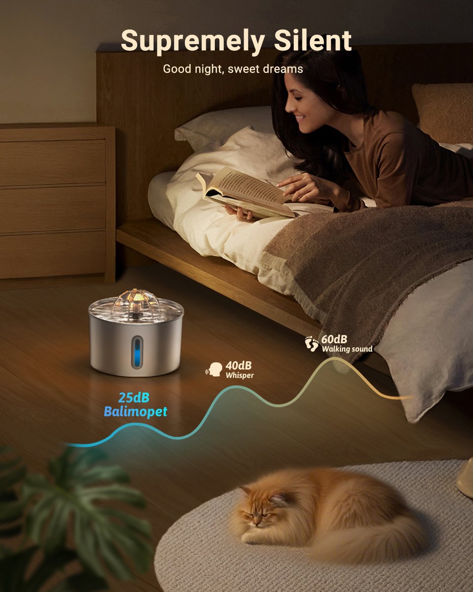 BalimoPet Drinkfontein Kat en Hond - RVS - 2.2L Waterfontein Kat en Hond - Incl 3 Filter + 3 Sponzen en 1 cleaning tool - Fluisterstil thumbnail 5