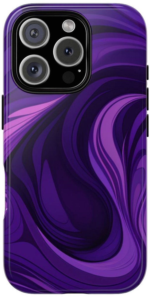 Paarse Abstracte Golfpatroon – Telefoonhoesje Geschikt voor iPhone 16 Pro