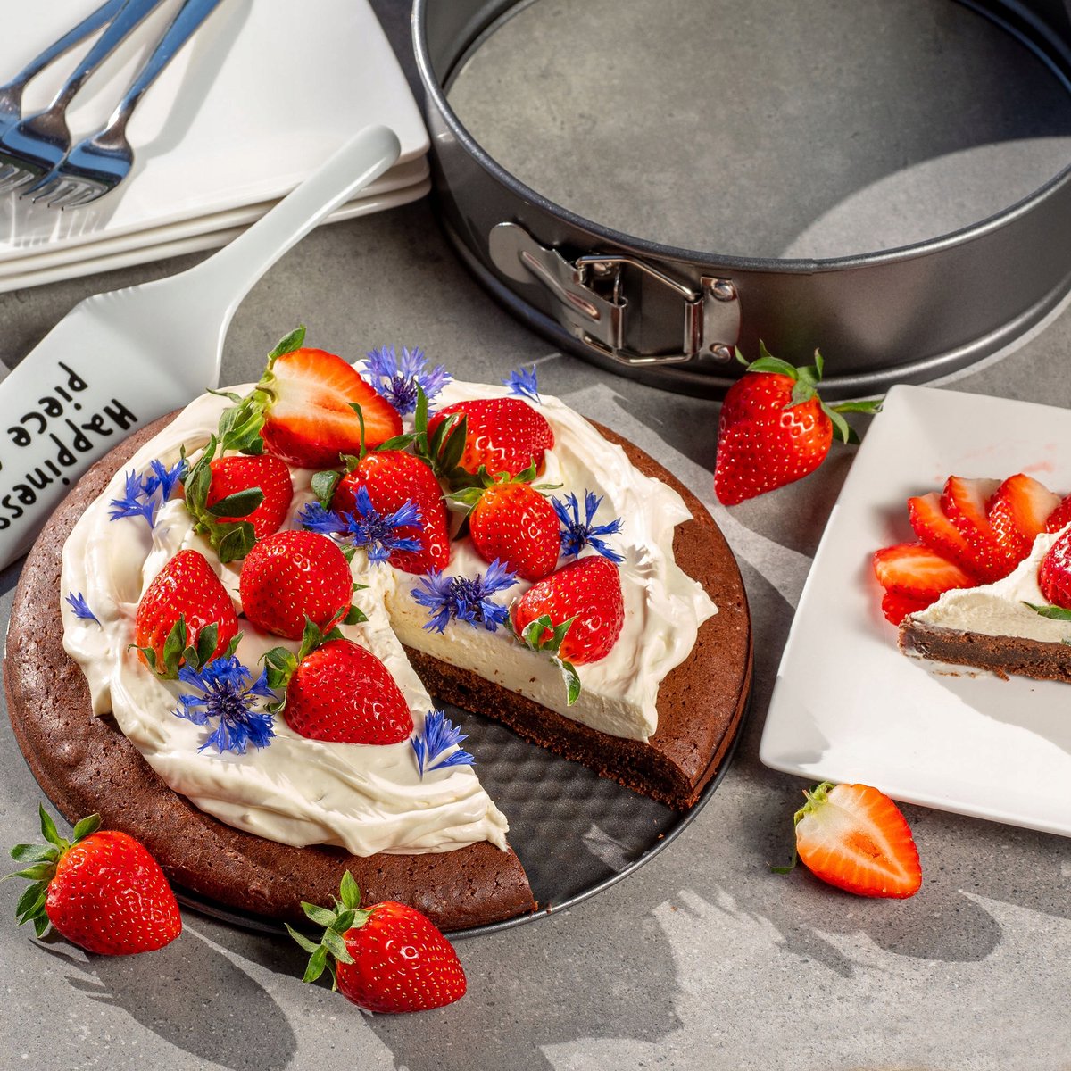 KADAX Springvorm, Stalen anti-aanbak vorm, ronde Bakvorm voor Taart, Cake, Bakplaat, Taartpan, Cake Bakvorm, Taartvorm met vlakke Bodem, stevig, zilverkleurig (Durchmesser: 24cm) – foto 5