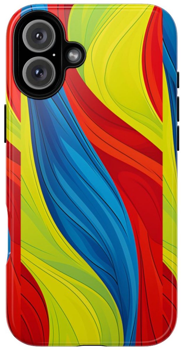 Kleurrijk Abstract Golfpatroon – Telefoonhoesje Geschikt voor iPhone 16 Plus