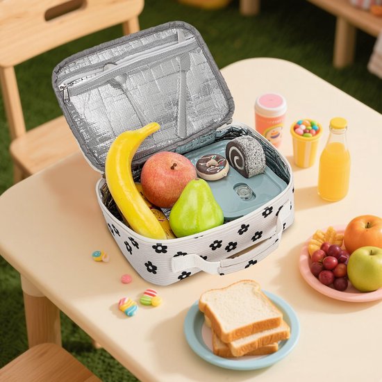 Kinder Koeltas - Isolerend met Rits 5 Liter - Voor School, Wandelen en Werk - Corduroy Bloem Beige van Kinder — afbeelding 5