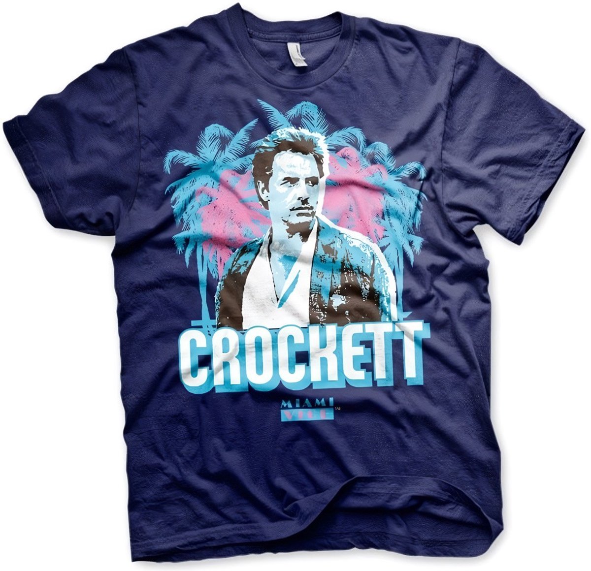 Miami Vice Crockett Palms T-Shirt Navy-L