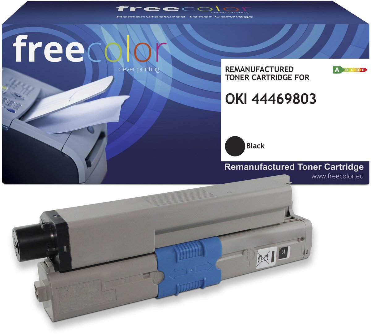 Freecolor - Vervangt OKI 44469803 Toner - Zwart - 3.500 pagina's - Compatible