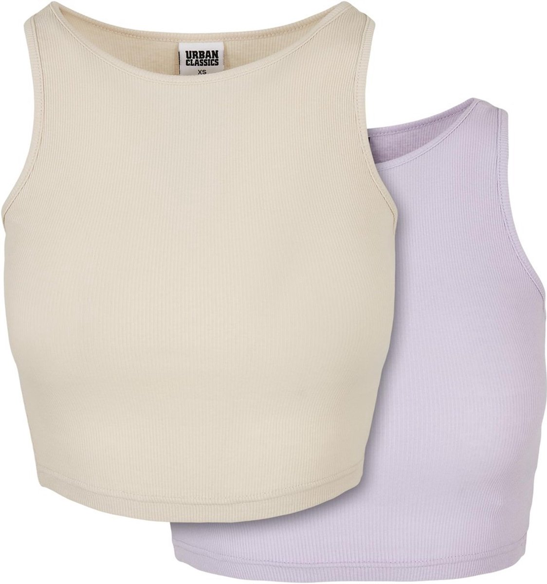 Urban Classics Rib 2-pack Crop top 3XL Beige