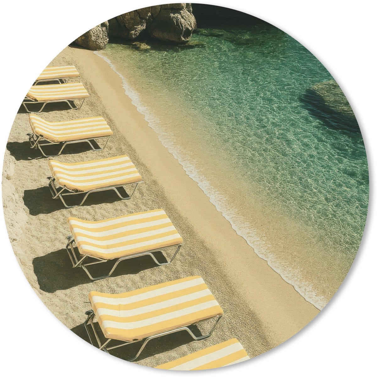 Muismat rond 50x50 cm - Mousepad Strandbedden - Zee - Stenen - Baai - Ronde muismatten