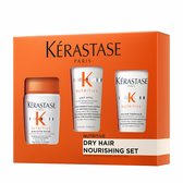 Kérastase Nutritive Mini Trio Coffret Cadeau Découverte - Routine de Soins Capillaires Ultra-Nourrissants - Formats Voyage - Shampooing 80ml, Après-Shampooing 75ml & Lait de Brushing Sans Rinçage 50ml - Pour Tous Types de Cheveux Secs