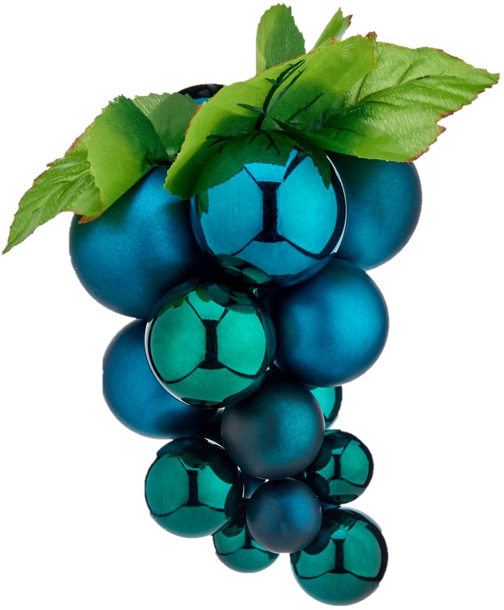 Krist+ Kerstornament druiventros - blauw - 20 cm - kunststof - kersthanger fruit - wijn thema - decoratie druiven