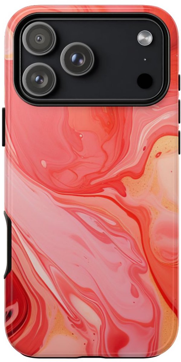 Koraalrode Abstracte Krullen – Telefoonhoesje Geschikt voor iPhone 17 Pro Max