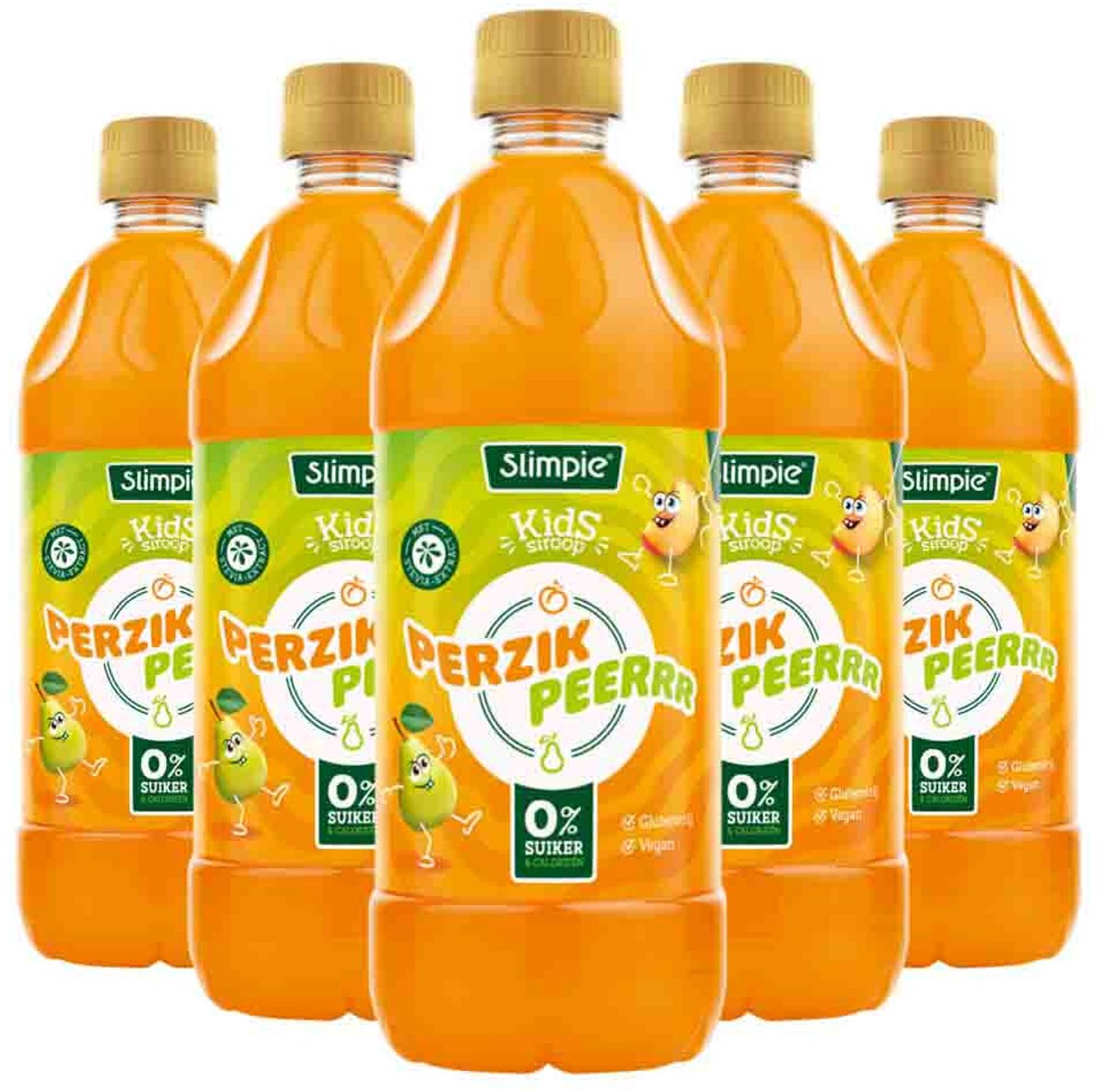 Slimpie Siroop Kids Perzik Peerrr - 5 x 580 ml - Voordeelverpakking