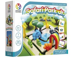 SmartGames - Safari Park Jr - 60 opdrachten - educatief spel voor kleuters - Olifant, Giraffen en Leeuw