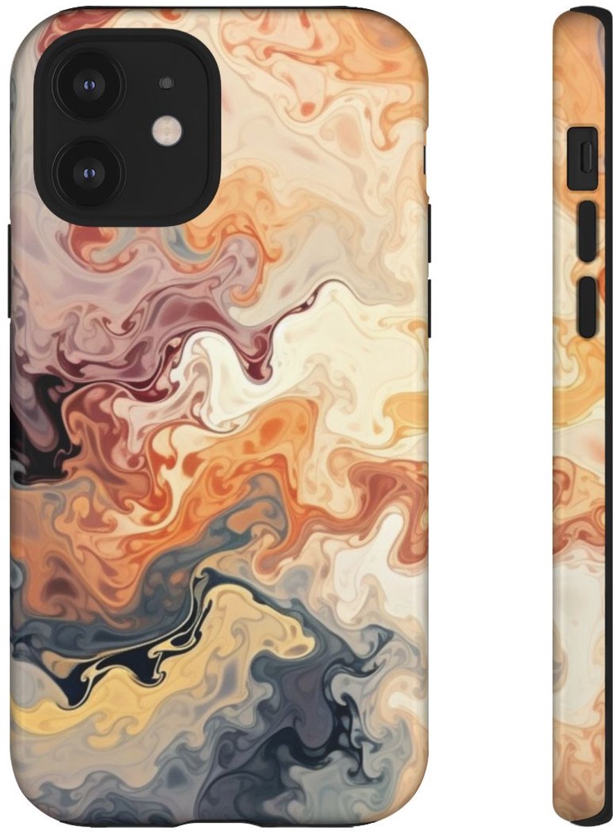Dynamisch Abstract Oranje-Grijs Patroon – Telefoonhoesje Geschikt voor iPhone 12