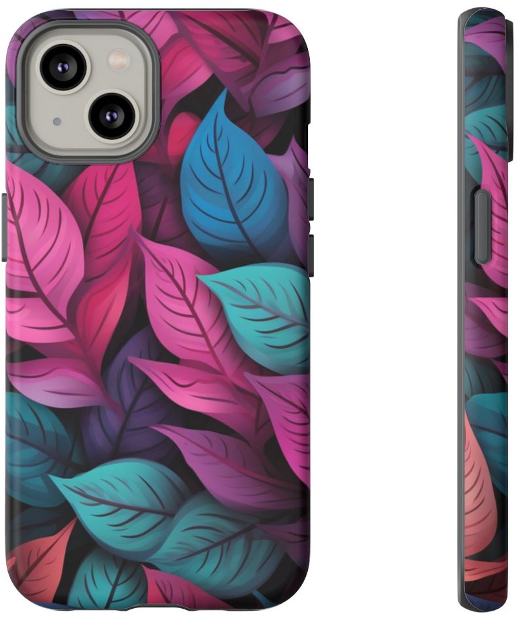 Kleurrijk Abstract Bladerenpatroon – Telefoonhoesje Geschikt voor iPhone 14