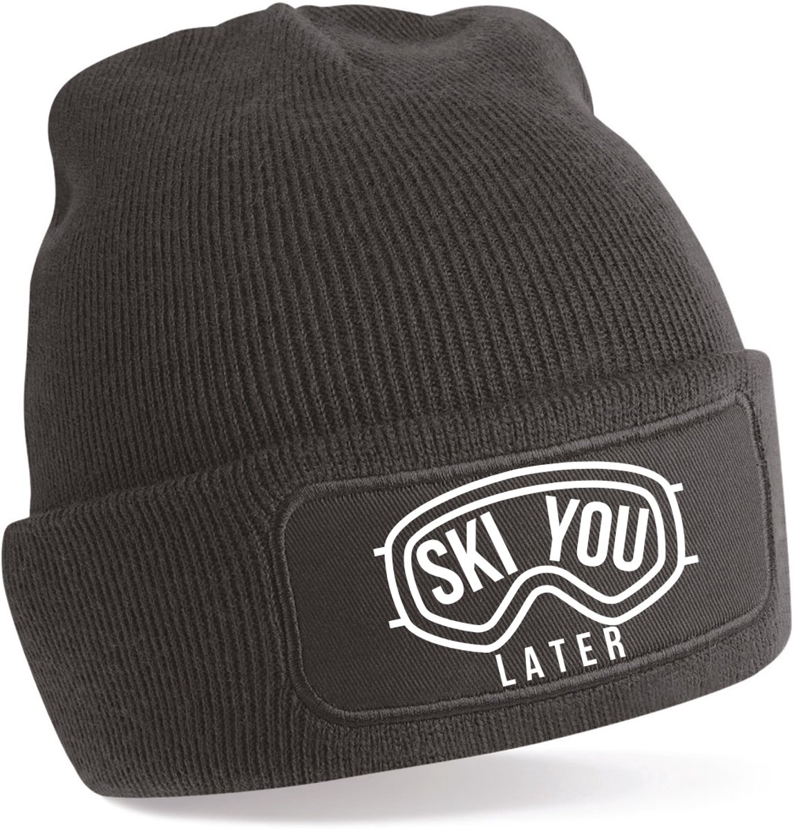 Beanie-Ski you later-kado-wintermuts-grappig-zwart-wit