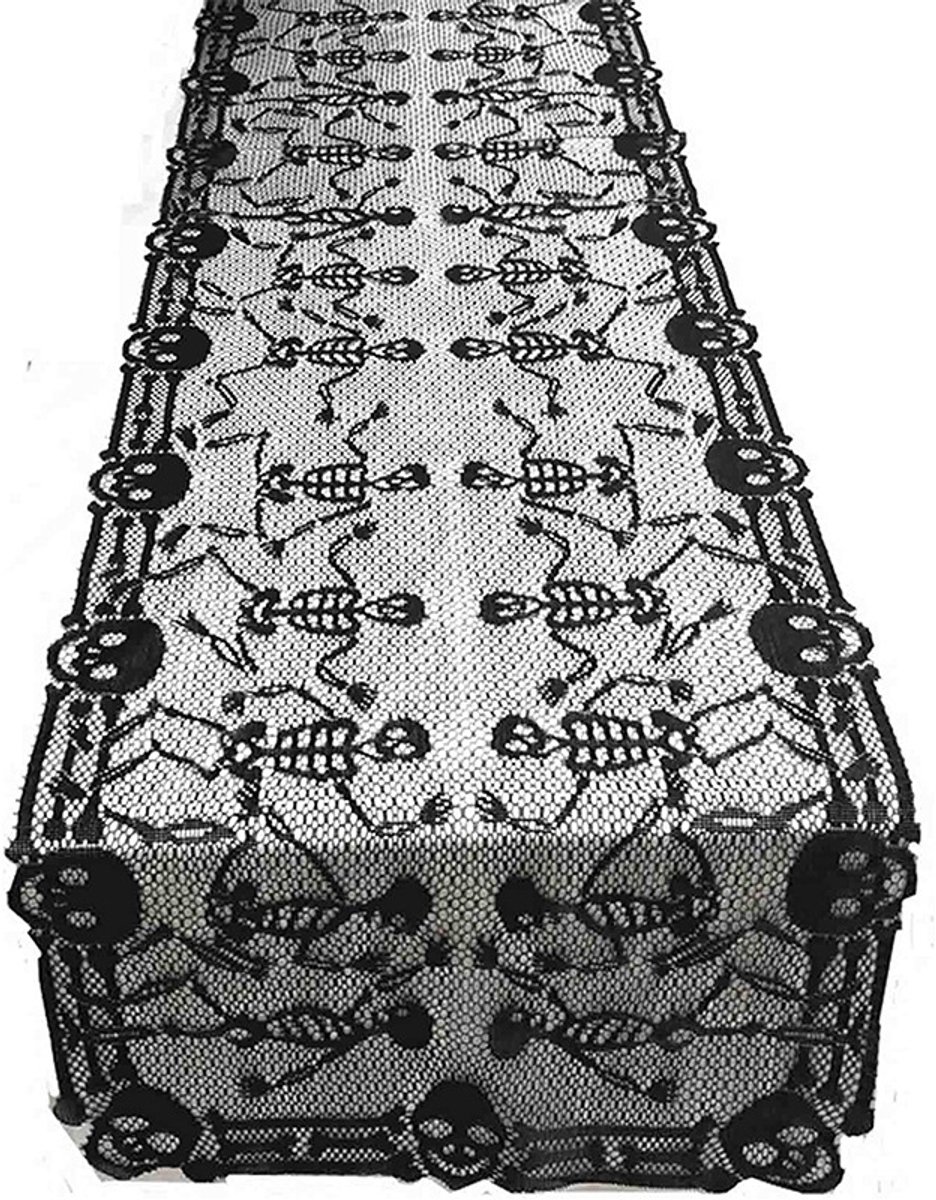 Halloween Zwart Spinnenweb Tafelkleed-50*200cm-Exclusief voor Halloween