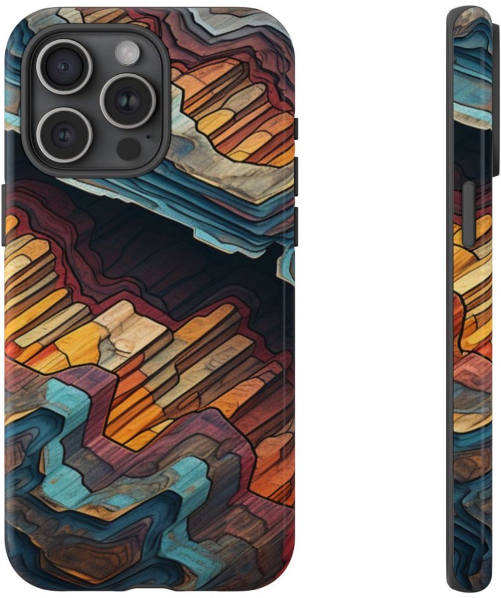 Gelaagd Abstract Geodepatroon – Telefoonhoesje Geschikt voor iPhone 15 Pro Max