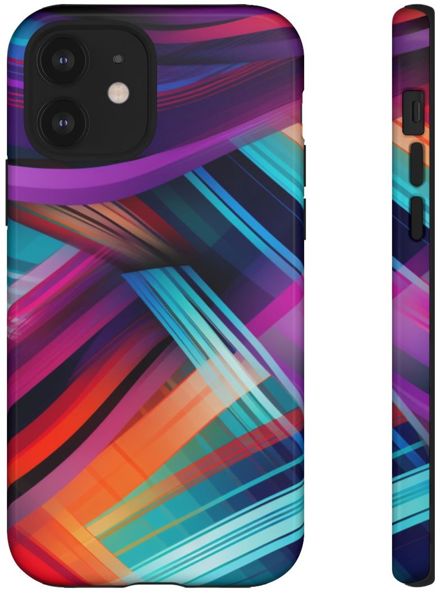 Vrolijk Abstract Gekleurd Golfpatroon – Telefoonhoesje Geschikt voor iPhone 12