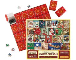 Adventskalender 2025 - Adventskalender puzzel met 1000 stukjes - 24 dagen aftellen naar Kerstmis - Puzzel - Adventskalender voor dames - Kerstmanpuzzel - Kerstdecoratie - Kerstcadeau voor jongens, meisjes en volwassenen - A