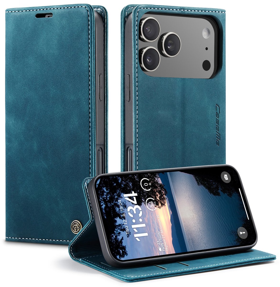 CaseMe Hoesje - Geschikt voor iPhone 17 Pro Max Hoesje - CaseMe 013 Book Case - Blauw