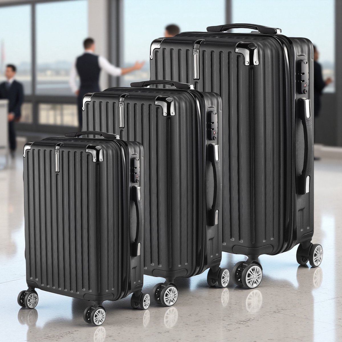 Zwarte Kofferset 3-delig ABS 28/24/20 inch – Handbagage & Ruimbagage