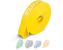Tunturi Power Band - Weerstandsband 5 tot 20 kg – Pull up Resistance Band - Fitness Elastiek – 104 cm - Incl Trainingsapp - Geel