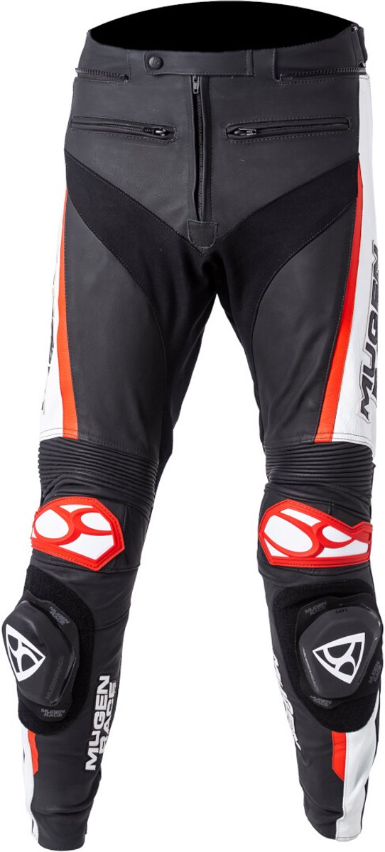 MUGENRACE RBRS-1 Zwart Wit Rode Leren Broek - Broek