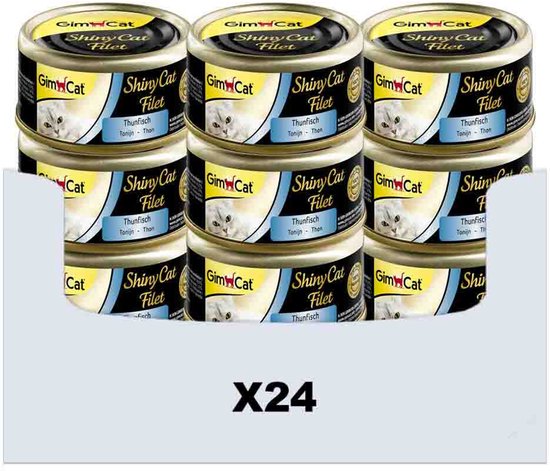 GimCat ShinyCat Filet tonijn met pompoen - Kattenvoer met malse filet zonder toegevoegde suikers, voor volwassen katten - 24 blikken (24 x 70 g