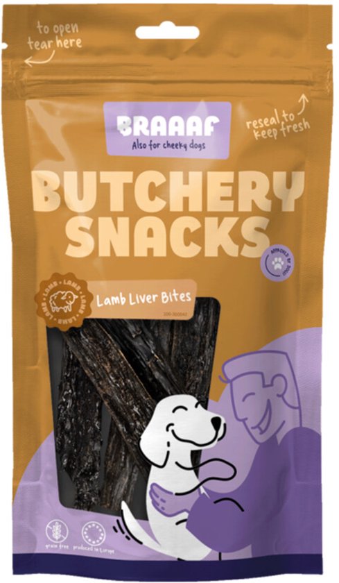 Braaaf Butchery Lamb Liver Bites Hondensnack - 10 x 120 gr - Voordeelverpakking