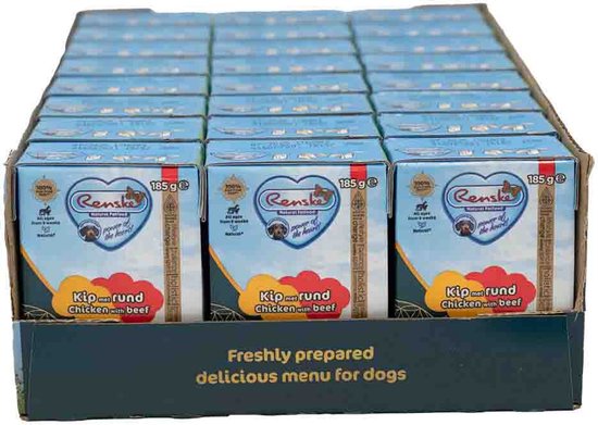 Renske Vers Puppy Tetra Hondenvoer Nat Kip met Rund - 24 x 185 gr - Voordeelverpakking