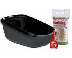 PeeWee EcoGranda XXL Kattenbak Startpakket Zwart/Antraciet - 66,5 x 48,5 x 28 cm