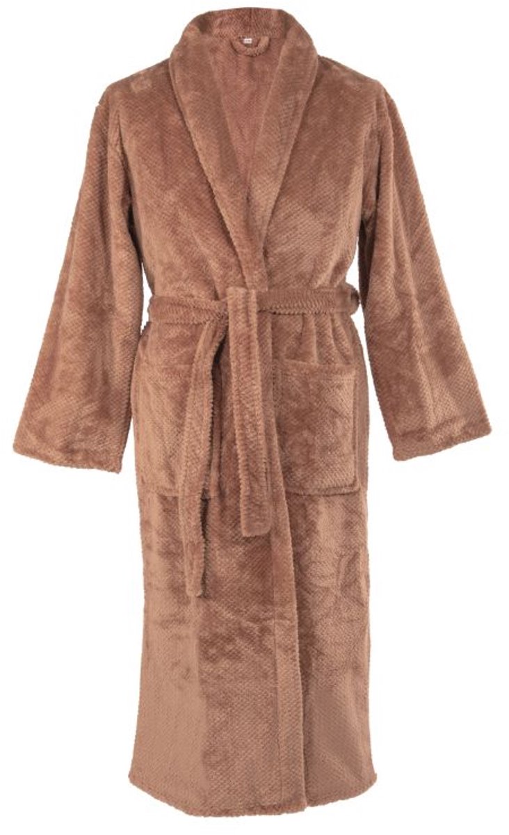 Tiseco - Kamerjas PIPPA - Zachte Jacquard Flanel, pluizig, warm - L/XL, bruin