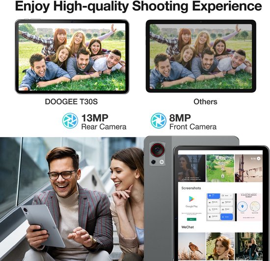 Doogee T30s Touchscreen-tablet 11 Pouces 2,4k 7,6 mm Ultradunne Android 14 16Go Ram + 256Go Rom/TF 1TB 5G WiFi Batterij 8580MAH,Zwart van DOOGEE — afbeelding 5