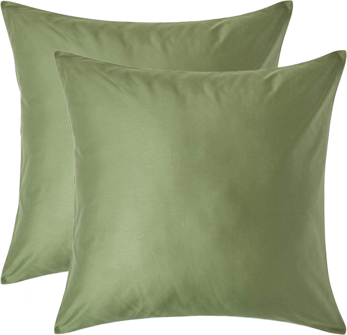 Homescapes Biologisch Kussensloop 60x60 cm – Set van 2 – Mosgroen – 100% Egyptisch Katoen Satijn – Draaddichtheid 400