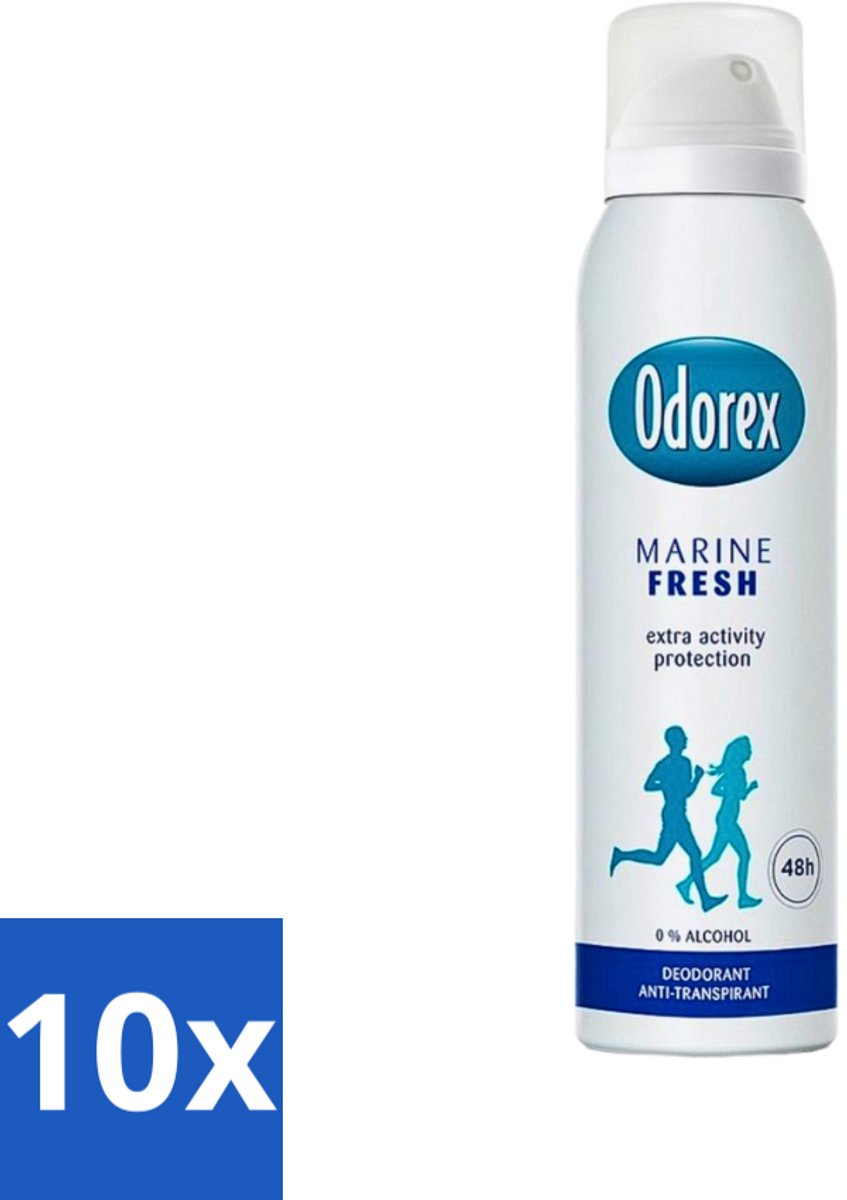 10 x Odorex Deodorant Spray Marine Fresh 150 ml - Marine Fresh Deodorant - Deodorant Spray - Frisheid - Zweetvermindering - Geur