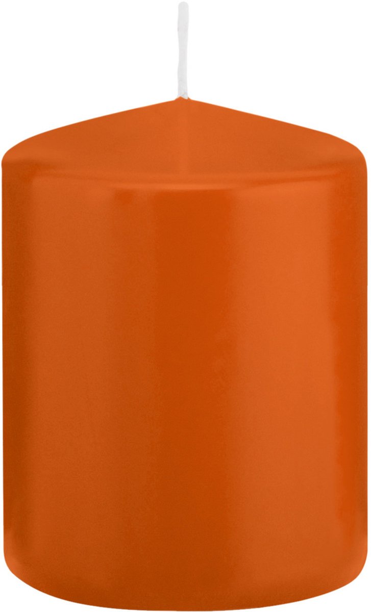 Trend Candles cilinder kaarsen - stompkaarsen - oranje - 6 x 8 cm - 29 branduren - Geurloze kaarsen - Woondecoratie