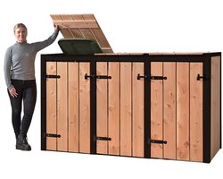 Kliko Ombouw Laura – Duurzaam Douglas Hout – Container Ombouw voor 3 Containers – Stijlvolle Containerberging