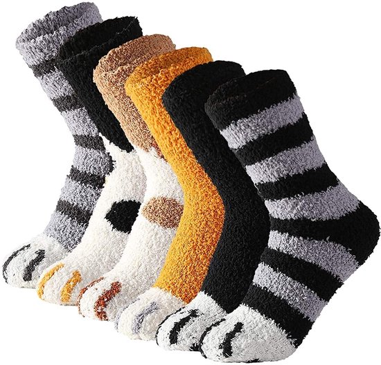 Lot De 6 Paires De Chaussettes Moelleuses Pour Chat - Chaussettes D'Hiver Épaisses Et Chaudes