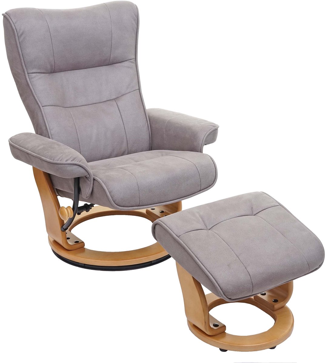 MCA relaxfauteuil Montreal, TV-fauteuil kruk, stof/textiel 130kg belastbaar ~ lichtgrijs, natuurbruin