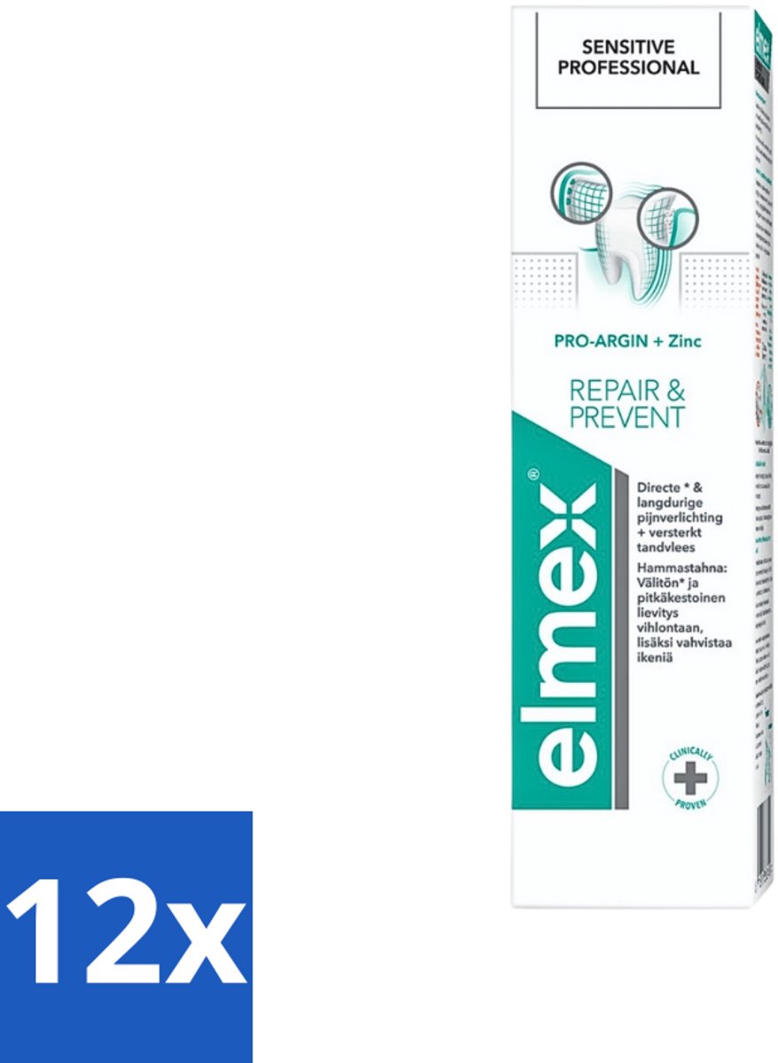 12 x Elmex Tandpasta Sensitive Professional Gum Care 75 ml - Gevoelige Tanden - Tandpasta - Gevoeligheid - Tandarts Aanbevolen - PRO-ARGIN Technologie