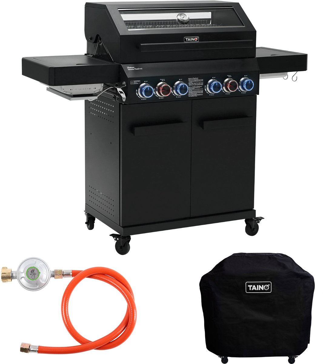 TAINO PLATINUM YAMARA DARK 4+2 gasgrill - staal 4 branders