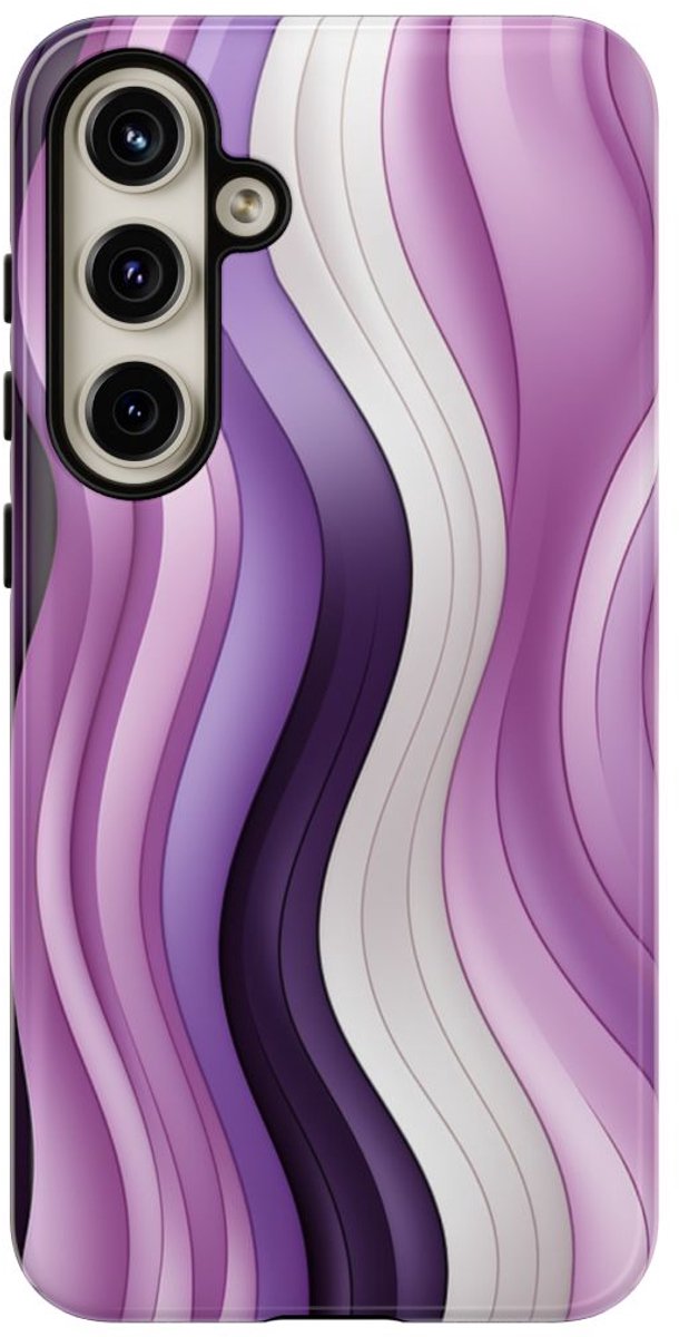 Paars Golvend Strepenpatroon – Telefoonhoesje Geschikt voor Samsung Galaxy S24 Plus