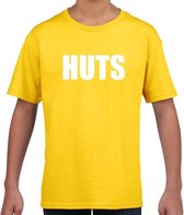 HUTS tekst t-shirt geel kids -  feest shirt HUTS voor kids 110/116