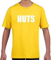 HUTS tekst t-shirt geel kids XS (110-116)