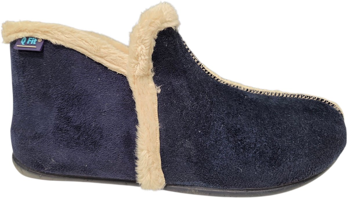 Q Fit Granada Suede Blauwe Gesloten Dames Pantoffels - Blauw - 38