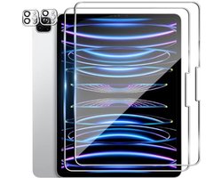 Wookfiss Protective Film for iPad Pro 11 Inch 2024 Tempered Glass, Pack of 2 Tempered Glass + 2 x Camera Screen Film, 9H Hardness, Scratch-Resistant, Anti-Bubbles, HD Clear Screen Protector