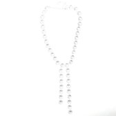 Behave® Dames ketting zilver kleur met stenen en hangers 47 cm
