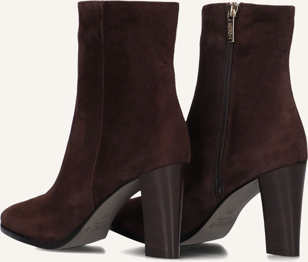 Notre-V 97436 Enkellaarsjes - Enkelboots met rits - Dames - Bruin - Maat 40